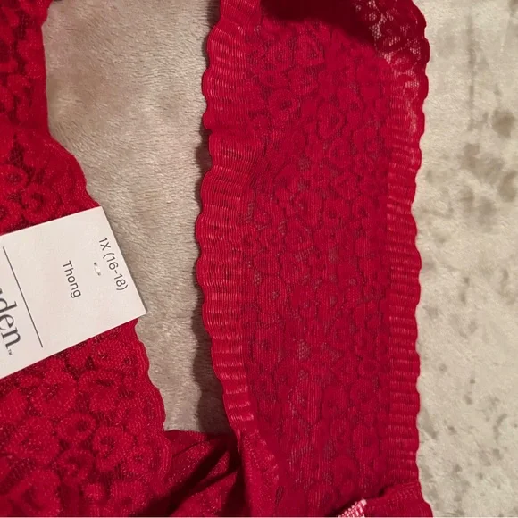 NWT Auden Women’s Allover Lace Thong size 1X 16-18 Color Red - Picture 6 of 7
